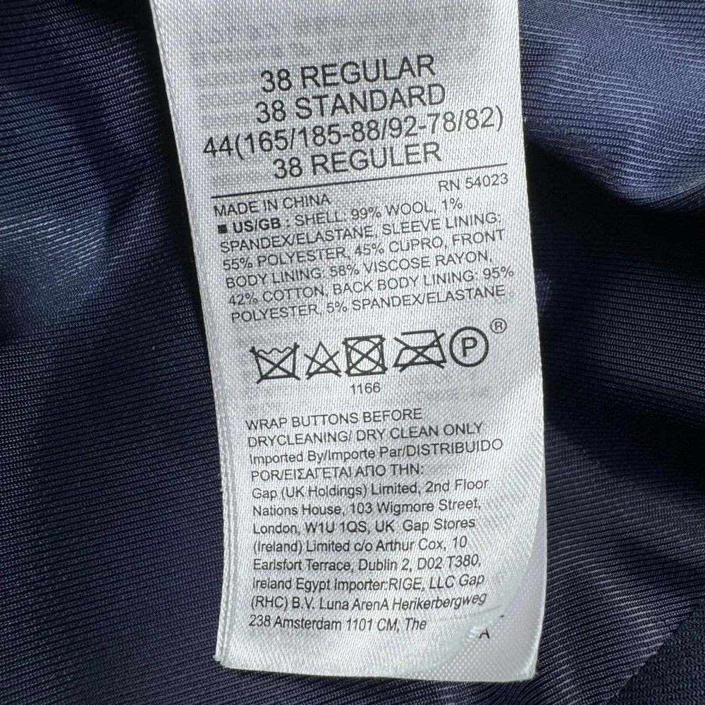 Banana Republic Mens Blazer Italian Wool Blend Blue 38 Regular Two Button Jacket